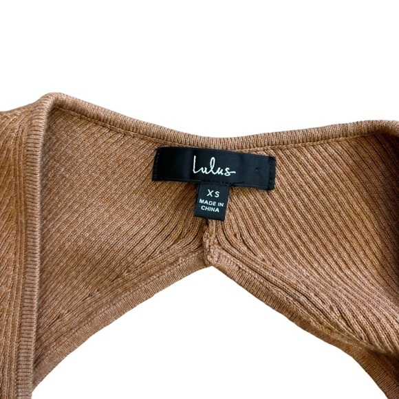 Lulu’s Toffee Brown Sweater Dress Women’s XS Ribbed Cutout Bodycon Autumn Fall - Picture 4 of 11